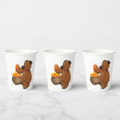 愛らしいハチミツ愛のクマとハチミツポット 紙コップ