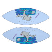 愛らしいハッピーイルカの漫画イラストレーション アメリカンフットボール (パネル)