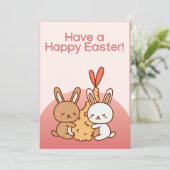 愛らしいハッピーイースターを持つバニー·ラブ·レッドかわいい シーズンカード (スタンド正面)