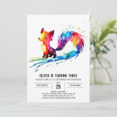 愛らしいハッピーウッドランドキツネデジタルボーイ誕生日 招待状 (スタンド正面)