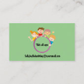 愛らしいハッピーキッズデザインベビーシッティング 名刺 (裏面)