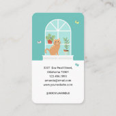 愛らしいハッピーキャット上の窓敷居ペット座って 名刺 (裏面)