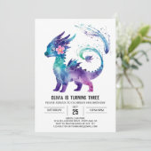 愛らしいハッピードラゴンデジタルガールバースデー 招待状 (スタンド正面)