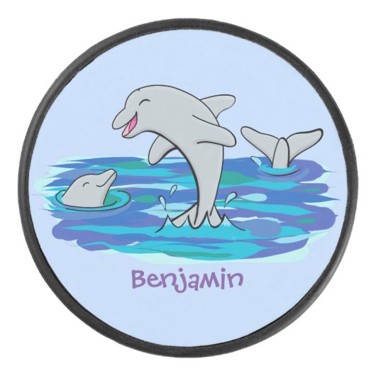 愛らしいハッピードルフィンズアニメイラストレーション アイスホッケーパック (正面)