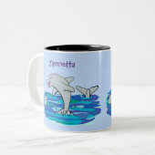 愛らしいハッピードルフィンズアニメイラストレーション ツートーンマグカップ (正面左)