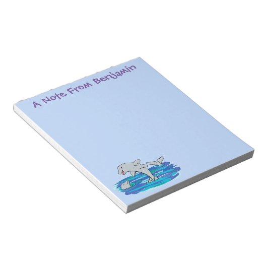 愛らしいハッピードルフィンズアニメイラストレーション ノートパッド (アングル)