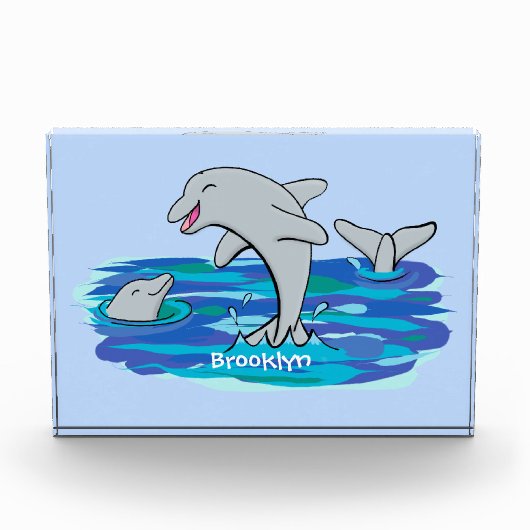 愛らしいハッピードルフィンズアニメイラストレーション フォトブロック (正面)