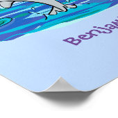 愛らしいハッピードルフィンズアニメイラストレーション ポスター (角)