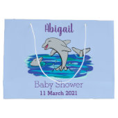 愛らしいハッピードルフィンズアニメイラストレーション ラージペーパーバッグ (裏面)