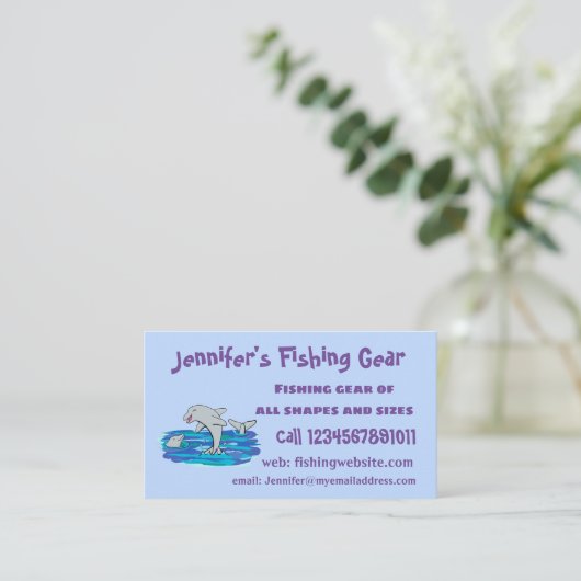 愛らしいハッピードルフィンズアニメイラストレーション 名刺 (スタンド正面)