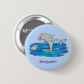 愛らしいハッピードルフィンズアニメイラストレーション 缶バッジ (正面&裏面)