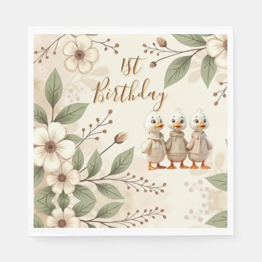愛らしいハッピーファースト誕生日 スタンダードランチョンナプキン (正面)