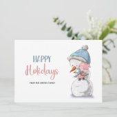 愛らしいハッピーホリデイズ雪だるまピッグ シーズンカード (スタンド正面)