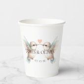 愛らしいハミングバ結婚ーズのカップル 紙コップ (正面)