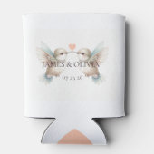 愛らしいハミングバ結婚ーズのカップル 缶クーラー (裏面)