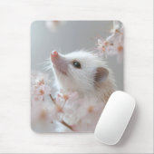 愛らしいハリネズミが咲く春 マウスパッド (マウス)