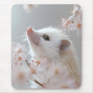 愛らしいハリネズミが咲く春 マウスパッド