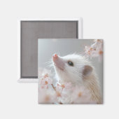 愛らしいハリネズミが咲く春 マグネット (正面/裏面)