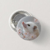 愛らしいハリネズミが咲く春 缶バッジ (正面&裏面)