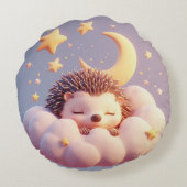 愛らしいハリネズミが雲の上で眠る ラウンドクッション (裏面)