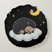 愛らしいハリネズミが雲の上で眠る ラウンドクッション (裏面)