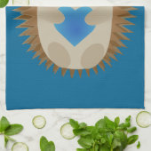 愛らしいハリネズミが青いハート キッチンタオル (折り畳み)