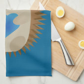 愛らしいハリネズミが青いハート キッチンタオル (四つ折り)