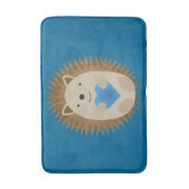 愛らしいハリネズミが青いハート バスマット (正面縦)