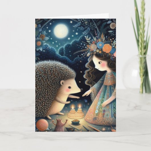 愛らしいハリネズミと子供のおとぎ話のすべての行事 カード (正面)