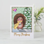 愛らしいハリネズミのクリスマスカード |フェスティバルとエール シーズンカード (スタンド正面)