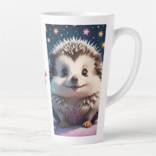 愛らしいハリネズミの星とハート カフェラテマグ