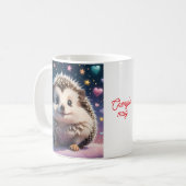 愛らしいハリネズミの星とハート コーヒーマグカップ (正面左)