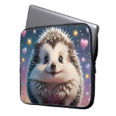 愛らしいハリネズミの星とハート ラップトップスリーブ (正面左)