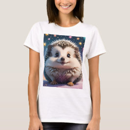 愛らしいハリネズミの星とハート Tシャツ