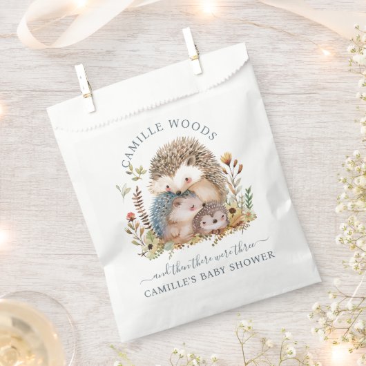 愛らしいハリネズミ家族の赤ちゃんシャワー フェイバーバッグ (クリップ留めされた状態)