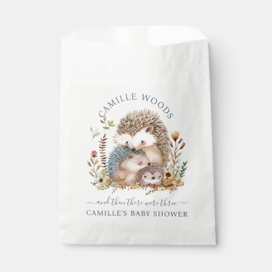 愛らしいハリネズミ家族の赤ちゃんシャワー フェイバーバッグ (正面)