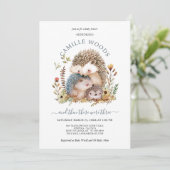 愛らしいハリネズミ家族の赤ちゃんシャワー 招待状 (スタンド正面)