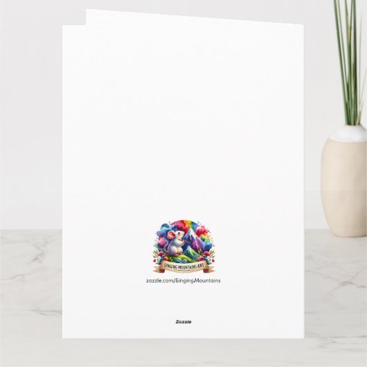 愛らしいハリネズミ母とベビー母の日 カード (裏面)