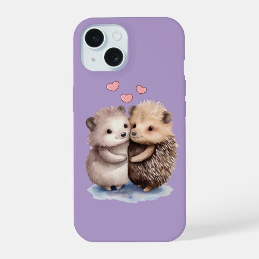 愛らしいハリネズミ iPhone 15ケース (裏面)