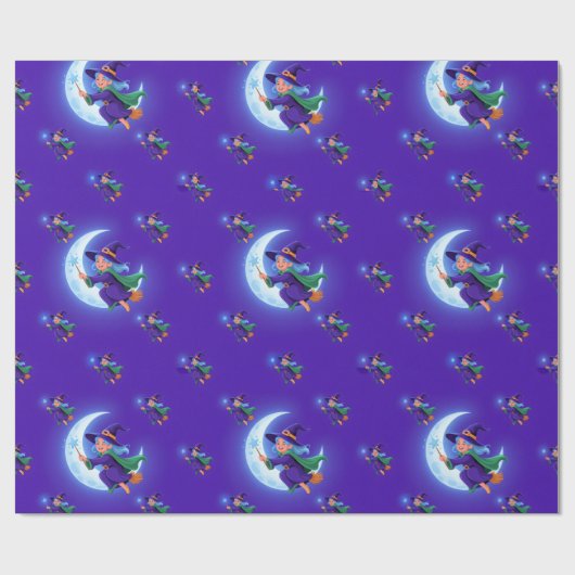 愛らしいハロウィンお洒落の魔女と魔女 ラッピングペーパー (フラット)