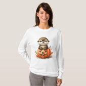 愛らしいハロウィンのカワウソ Tシャツ (正面フル)