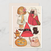 愛らしいハロウィンウィッチ🎃紙人形 サンキューカード (正面/裏面)