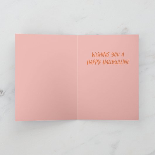 愛らしいハロウィンダックスフント挨拶カード カード (内部)