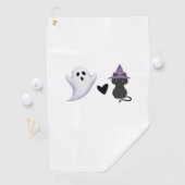 愛らしいハロウィーンデュオフレンドリー幽霊とブラックCa ゴルフタオル (インサイチュ)