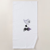 愛らしいハロウィーンデュオフレンドリー幽霊とブラックCa ビーチタオル (正面)