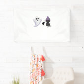 愛らしいハロウィーンデュオフレンドリー幽霊とブラックCa 横断幕 (インサイチュ)