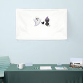 愛らしいハロウィーンデュオフレンドリー幽霊とブラックCa 横断幕 (トレードショー)