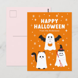 愛らしいハロウィーントリックまたはトリート幽霊 ポストカード