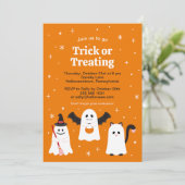 愛らしいハロウィーントリックまたは治療幽霊カスタム 招待状 (スタンド正面)