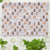 愛らしいハロウィーンフイルズパターン キッチンタオル (折り畳み)